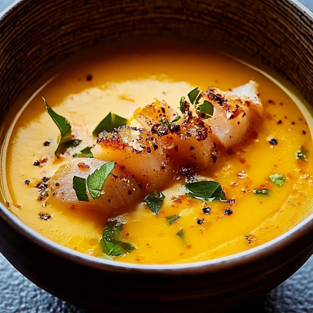 Süßkartoffel-Orangen-Suppe mit Chili-Garnelen