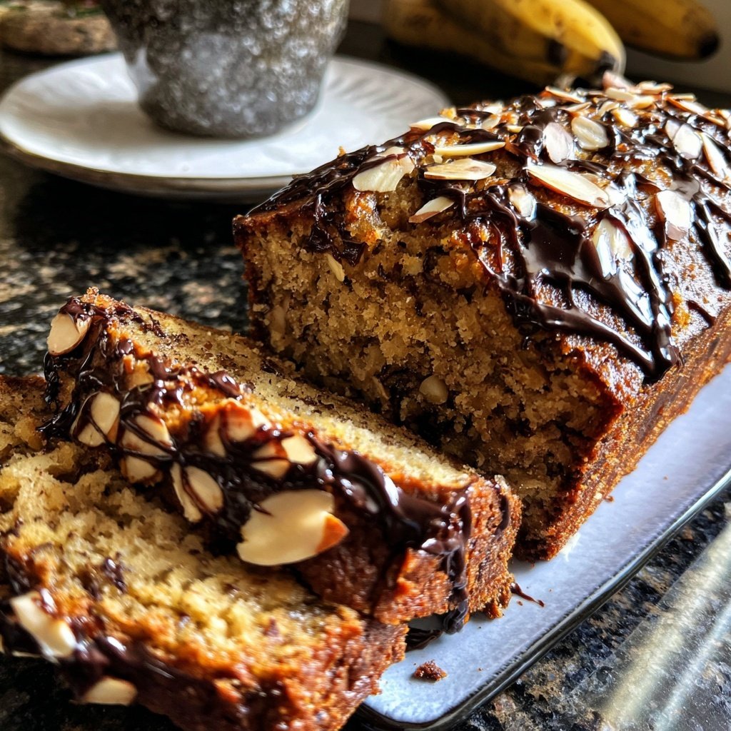 Bananenbrot mit Zartbitterschokolade und Mandeln