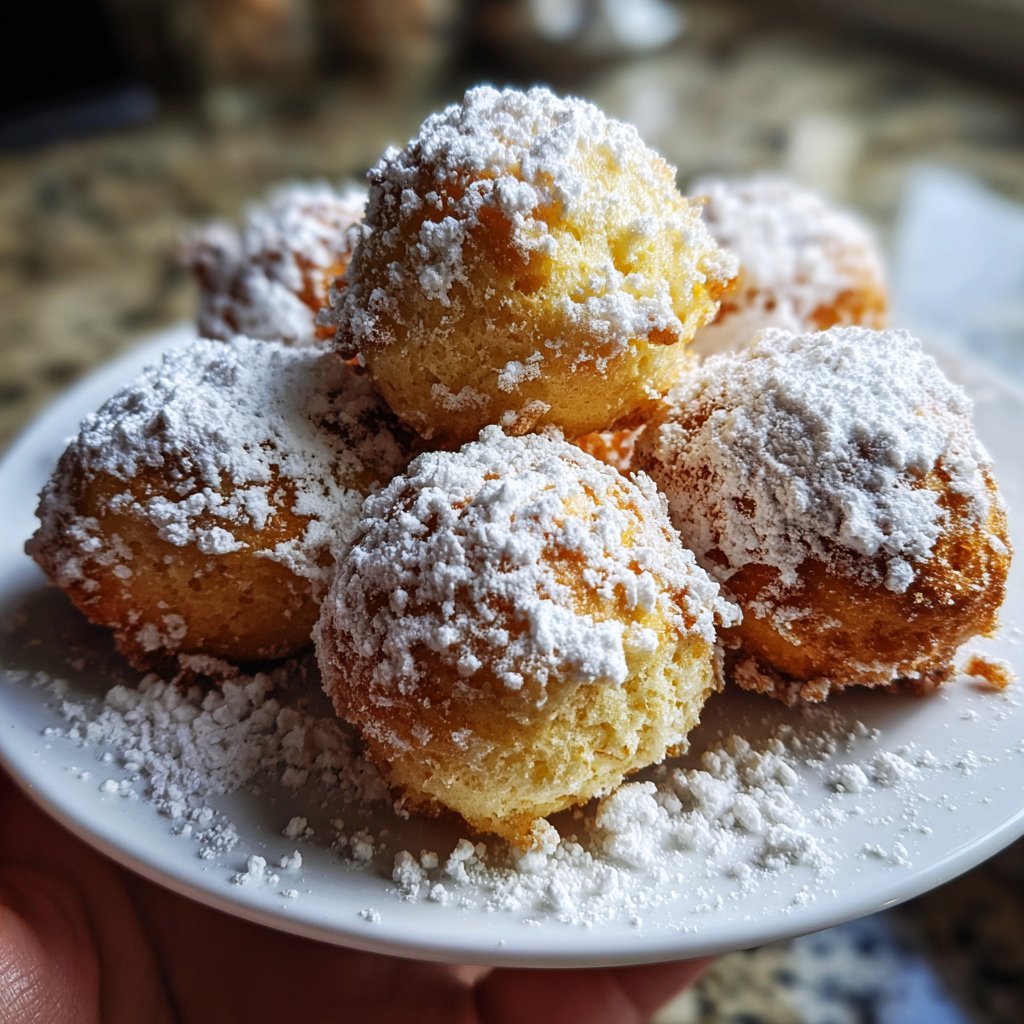 Quarkbällchen mit Puderzucker