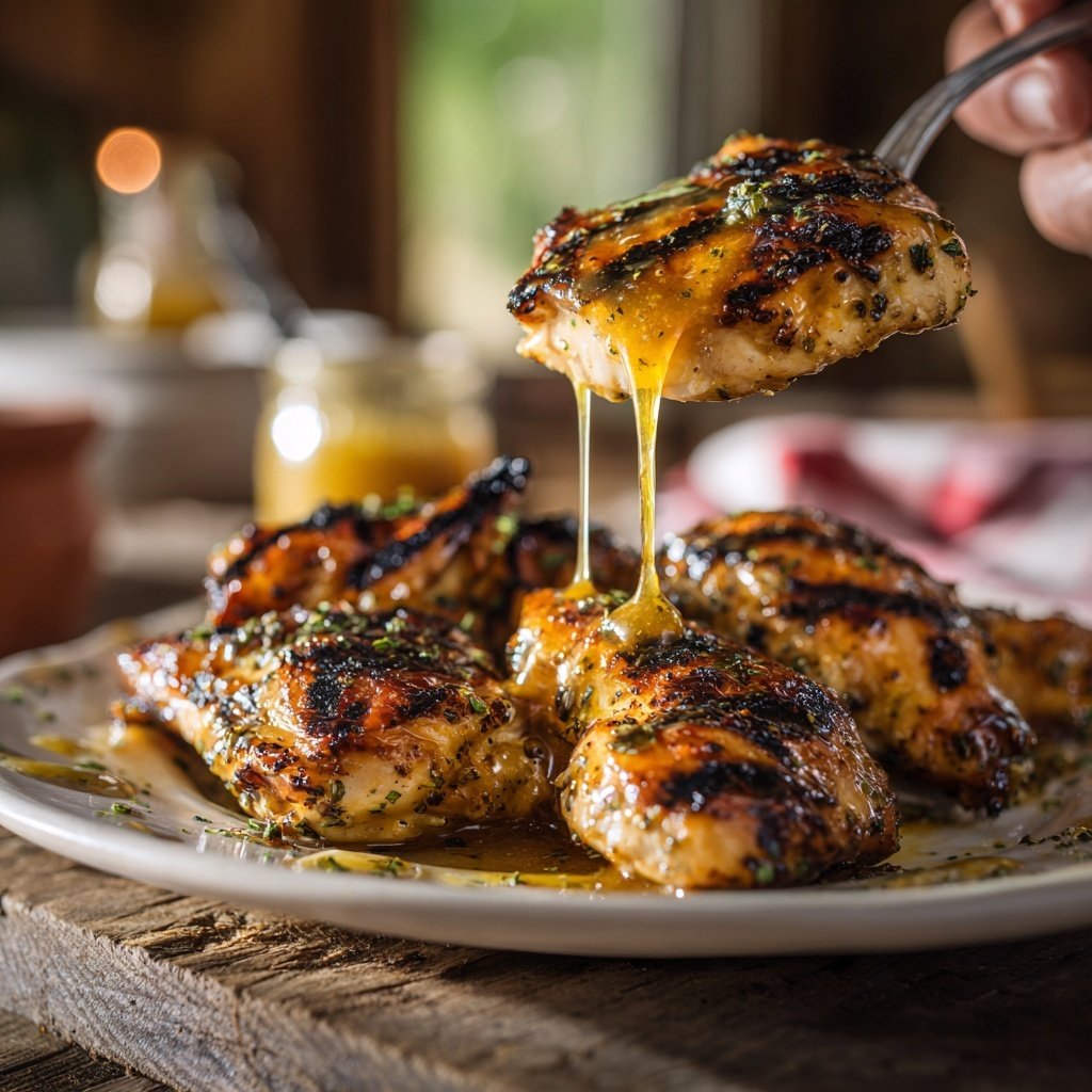 Gegrilltes Hähnchen Mit Honig Senf Marinade