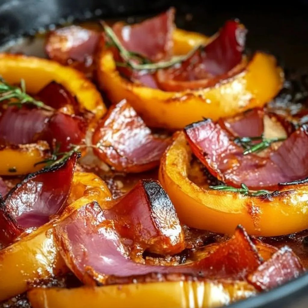 Kürbisspalten mit Speck