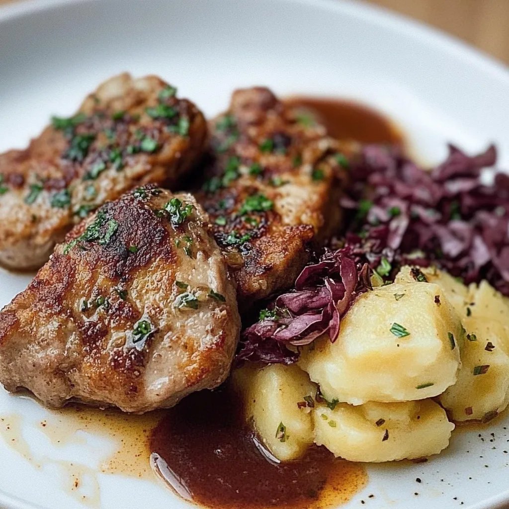 Rehrücken mit Kartoffelpüree, Sauce und Feldsalat