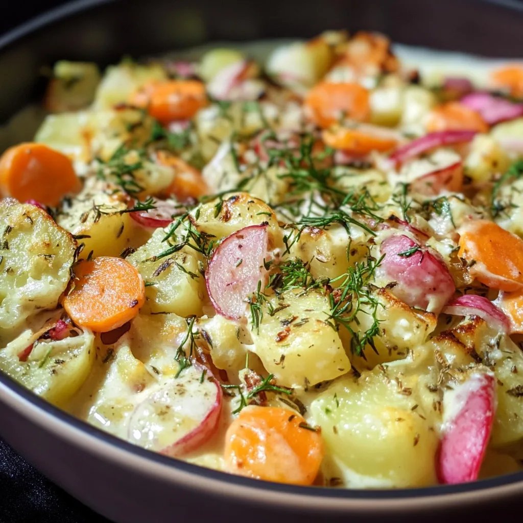 Cremiges Kohlrabi-Möhren-Ofengemüse