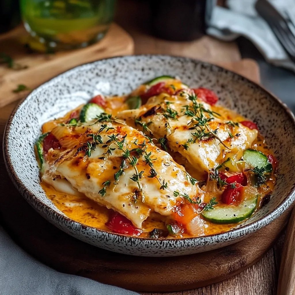 Buntes Ofengemüse trifft cremige Soße